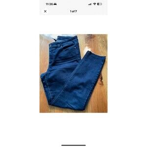 White House Black Market Womens Skinny Leg Jeans Stretch Dark Wash 10R Raw Hem